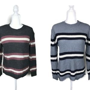 Lot of 2 Pink Rose Striped Sweater Medium NWT